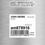 AM878916 Filter Fits John Deere (surplus Open Box). Fixed Price $46.24.